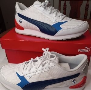 Men's Puma BMW MMS Track Racer White/Estate Blue/Red 8.5 Like new!